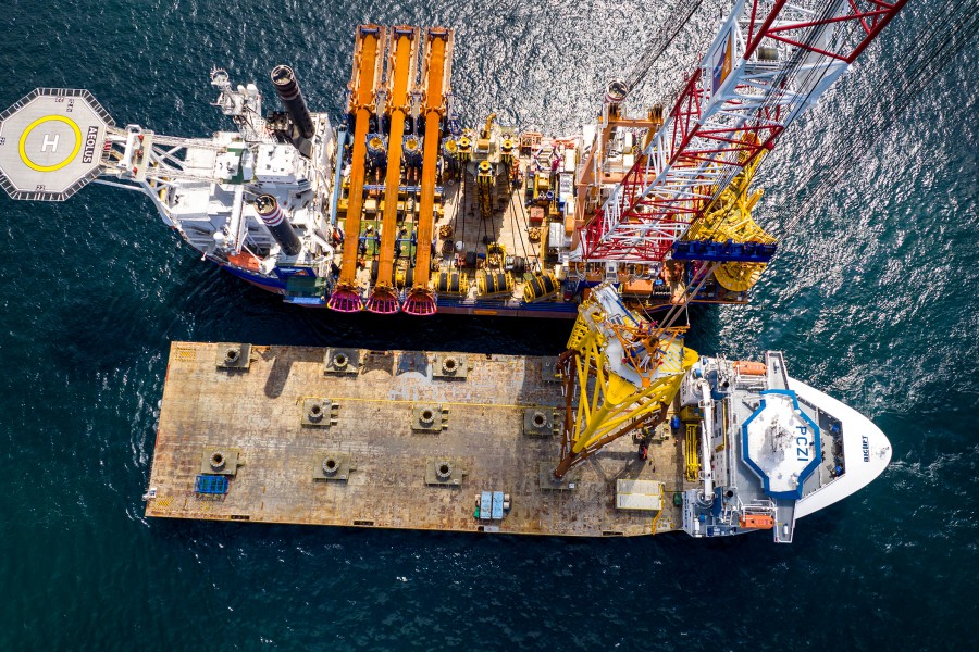 MV BigLift Baffin delivers 38 jacket foundations at Saint-Brieuc offshore wind farm