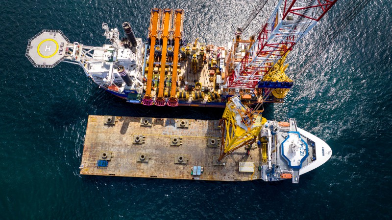 MV BigLift Baffin delivers 38 jacket foundations at Saint-Brieuc offshore wind farm